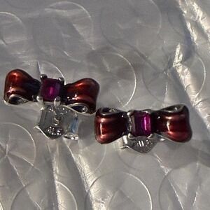 Authentic Pandora Princess Red Bow Stud Earring, Sterling Silver